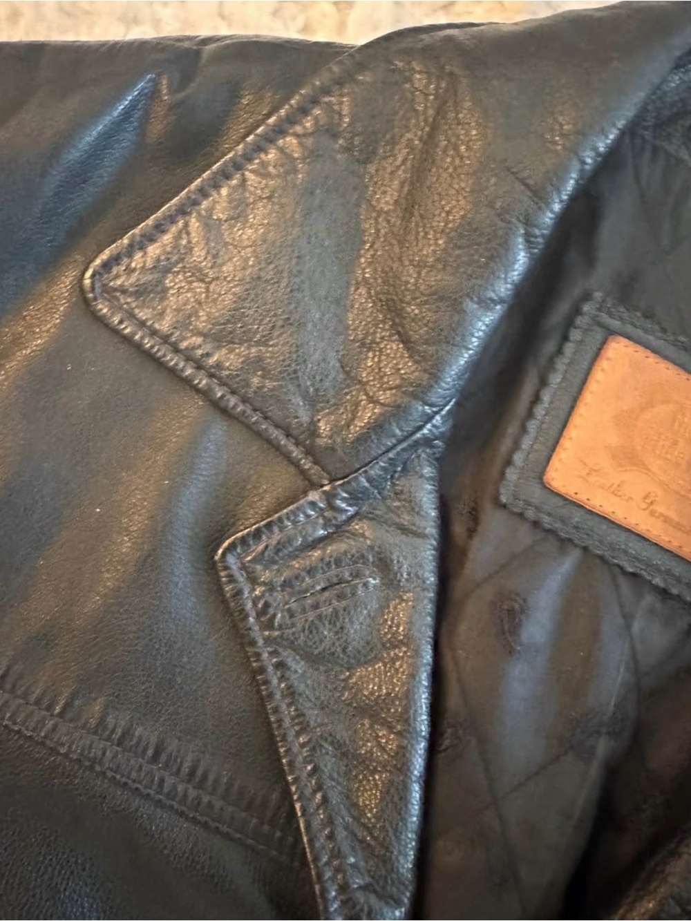 Men's Black Leather Jacket - Classic Quilted Lining